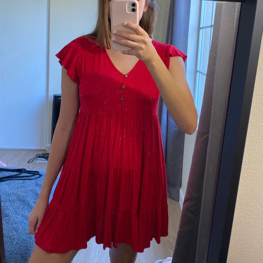 Cute Comfy Flowy Ruffle Dress